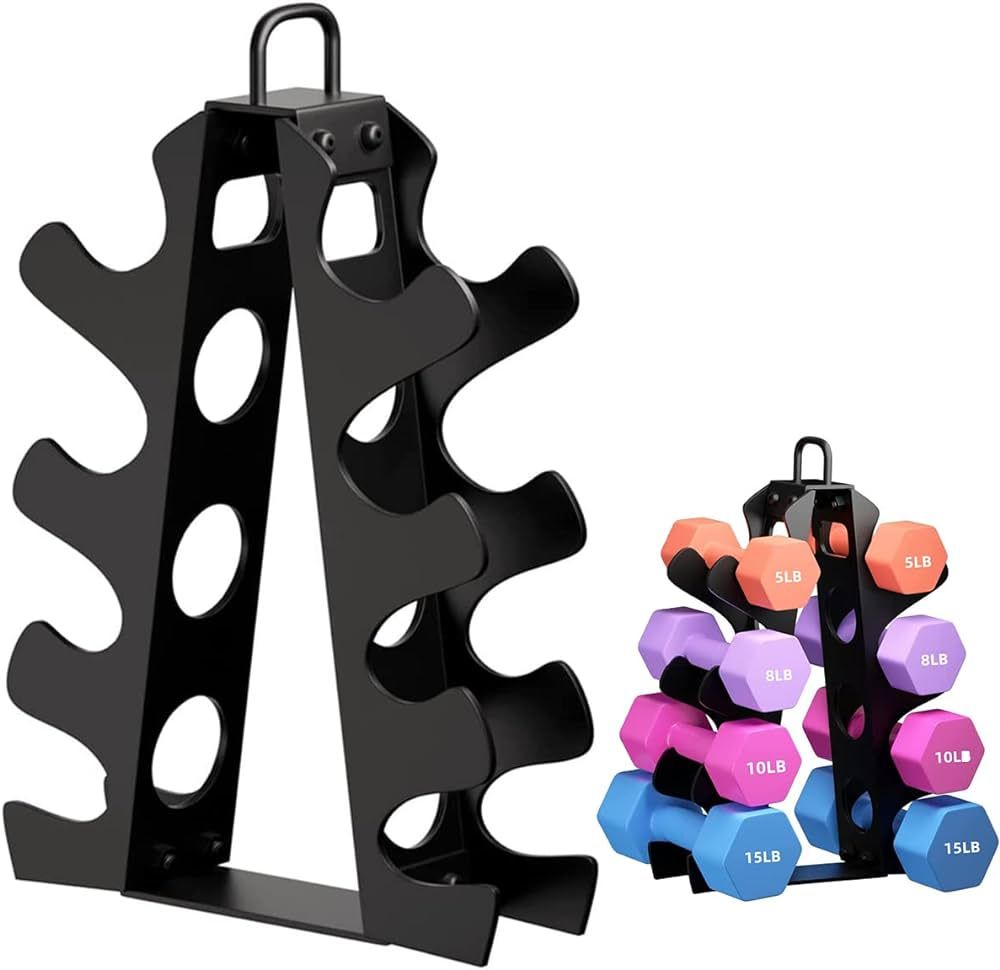 Dumbbell Rack, OKUGAFIT 4 Tier Compact A-Frame Dumbbell Rack Stand with Handle, Weight Rack for D... | Amazon (US)