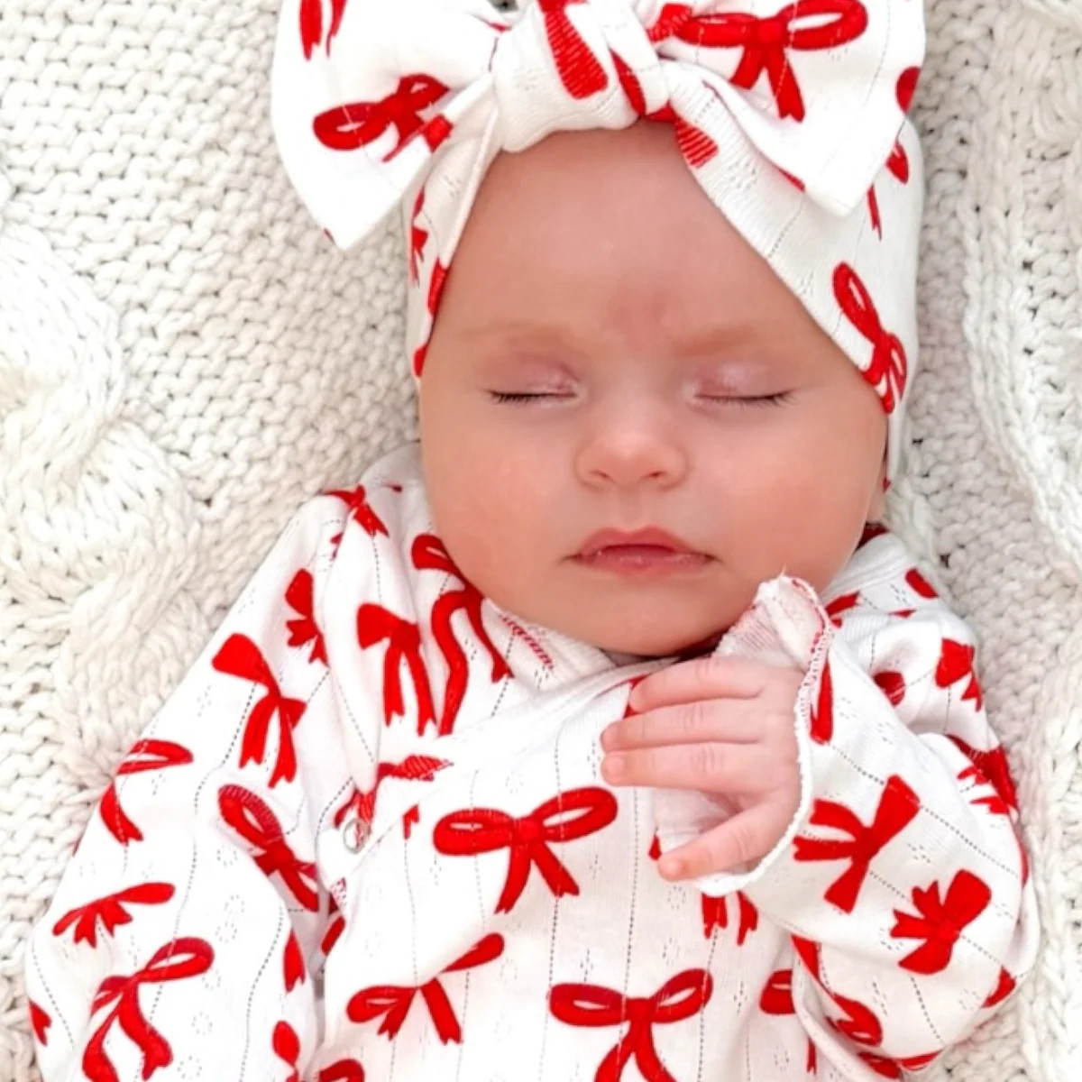 Red Bows / Organic Pointelle Bow | SpearmintLOVE