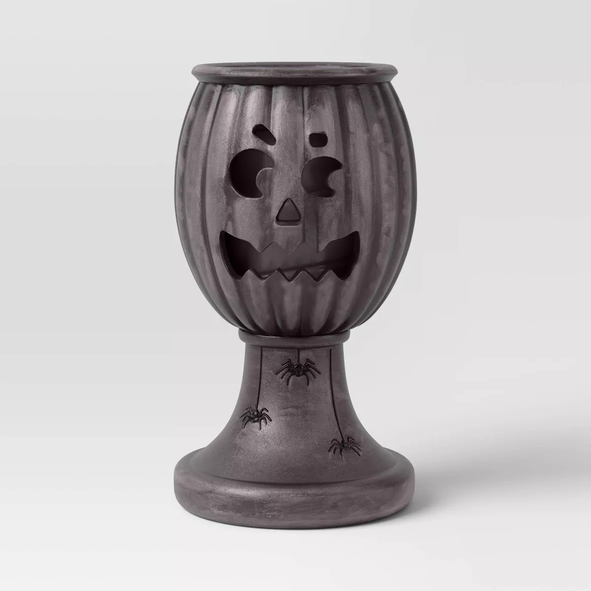 17" Textured Pumpkin Urn Spider Style Halloween Decorative Prop Gray - Hyde and EEK! Boutique™ | Target
