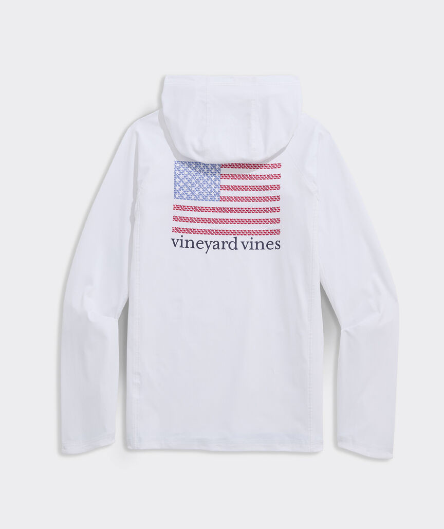 Boys' Micro Whale Flag Long-Sleeve Harbor Sun Hoodie Tee | vineyard vines