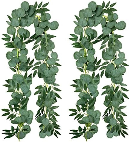 Hopeak 2 Pack 6.56 Feet Artificial Garland Artificial Eucalyptus Willow Leaves Garland, Good for ... | Amazon (US)