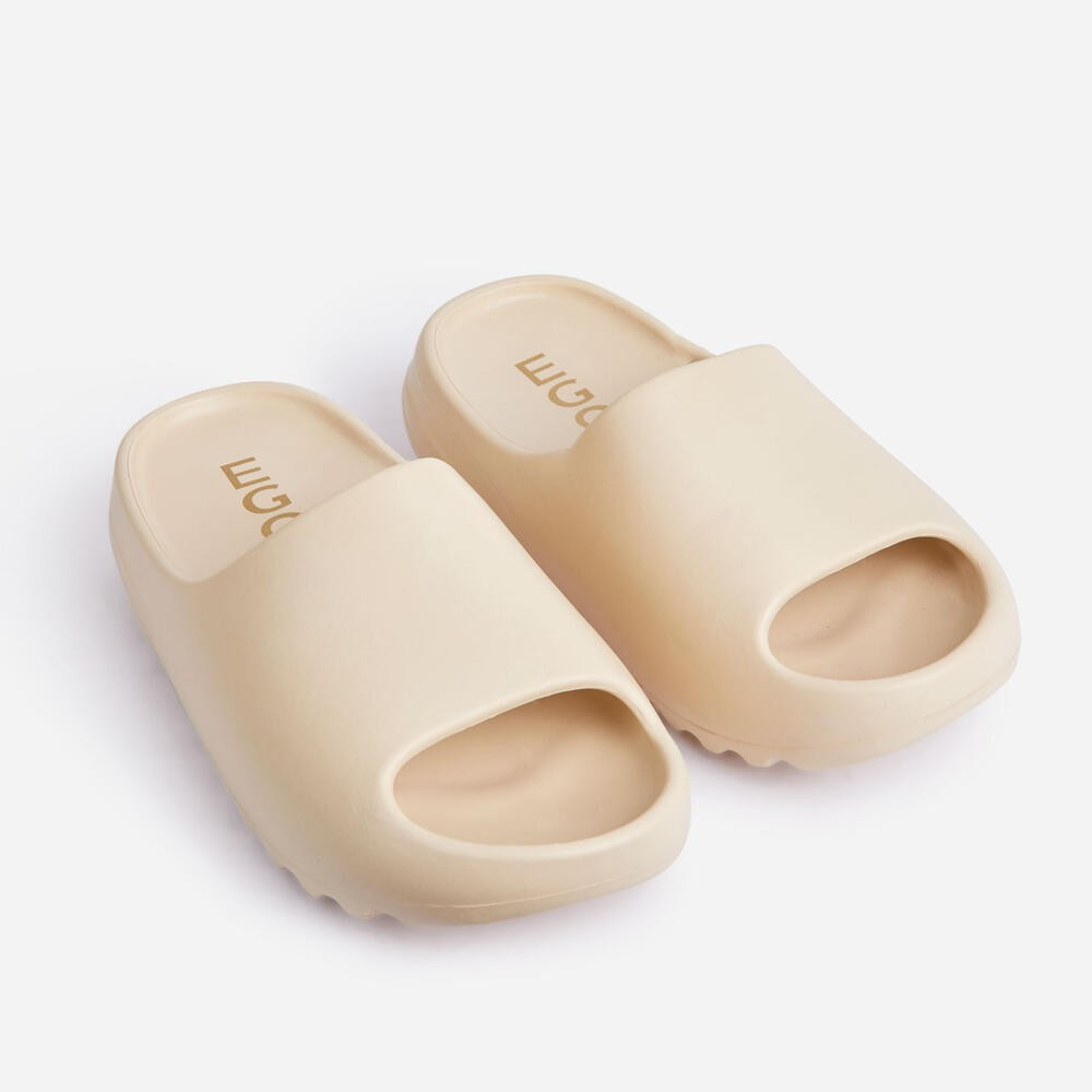Playoff Flat Slider Sandal In Off White Rubber | EGO Shoes (US & Canada)