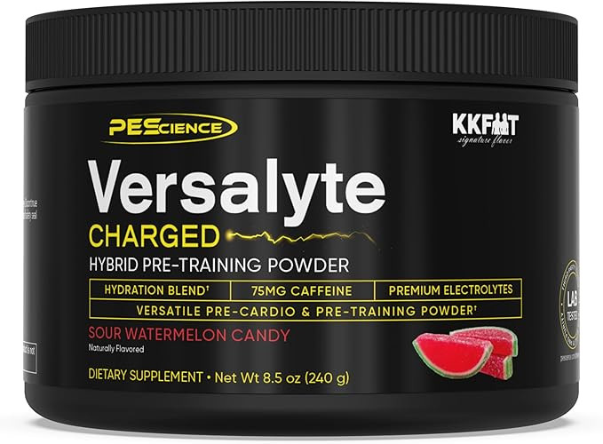 PEScience Versalyte Charged, Electrolyte Powder with Caffeine, Sugar Free, Sour Watermelon Candy,... | Amazon (US)