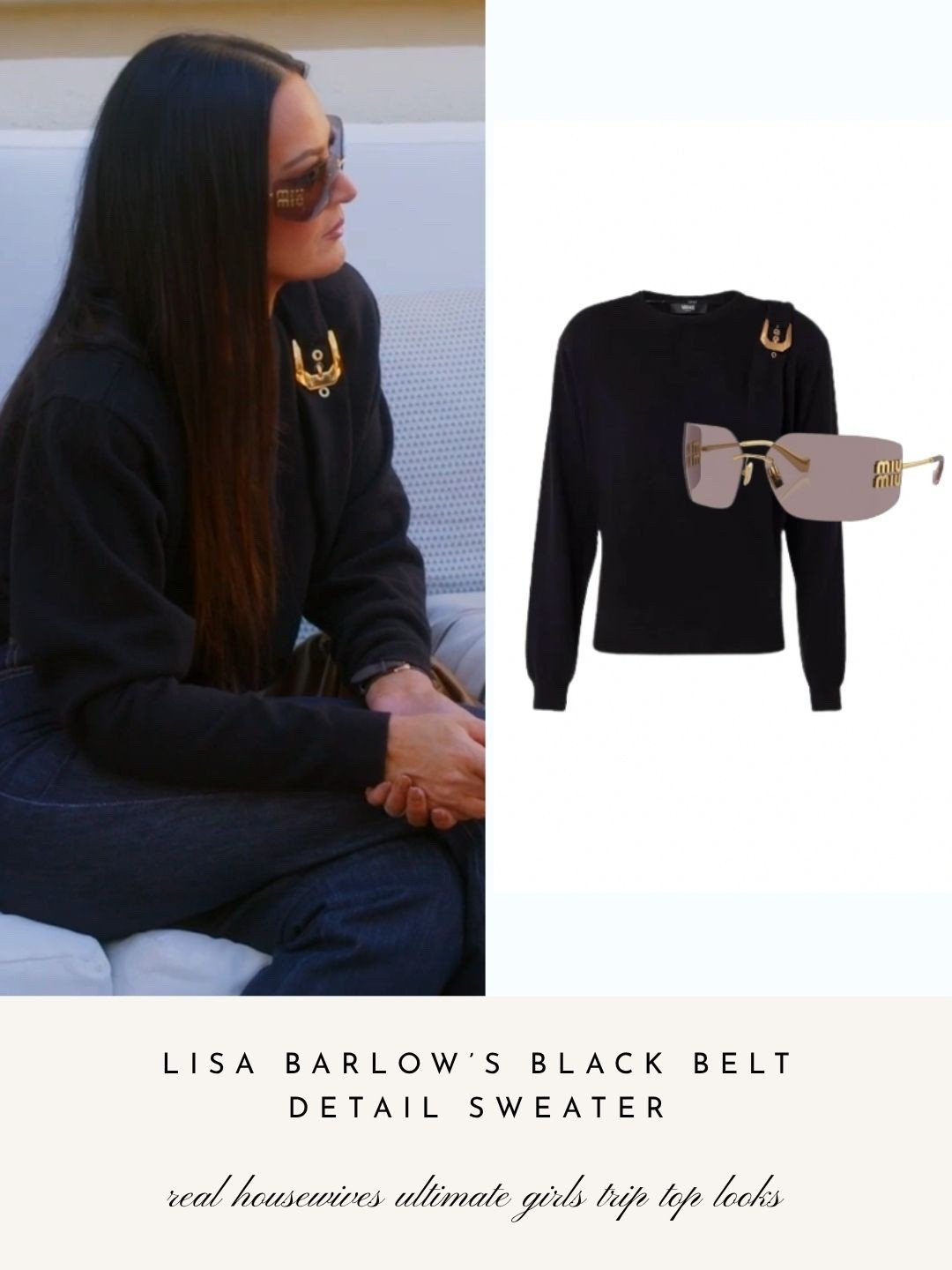 Lisa Barlow’s Black Belt Detail Sweater