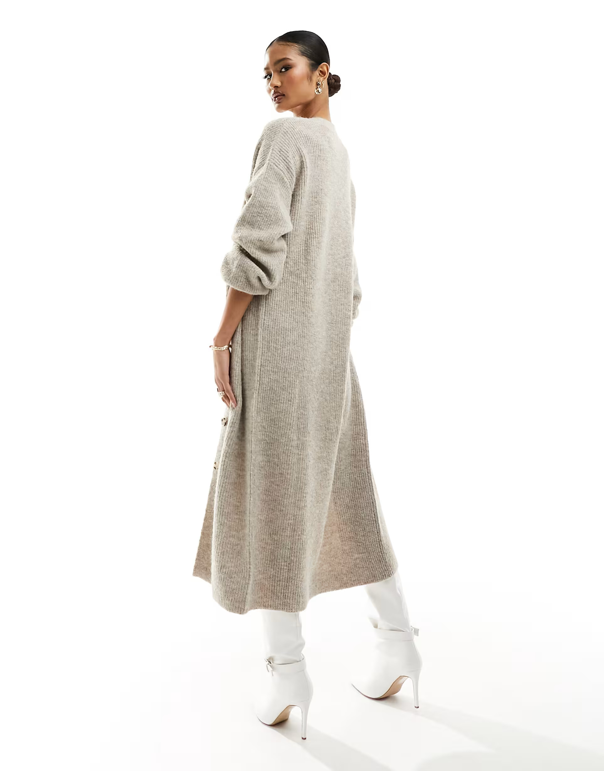 NA-KD long line knitted cardigan in light beige | ASOS (Global)