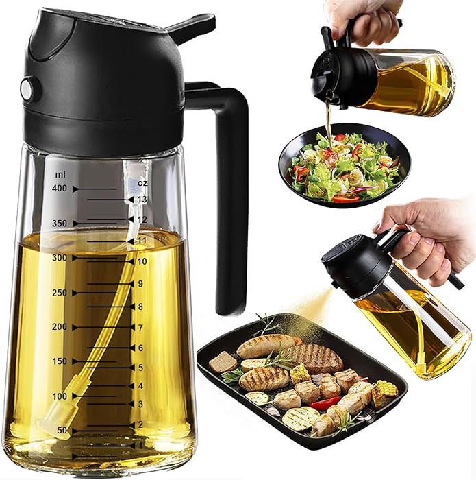 TrendPlain 16oz/470ml Glass Olive Oil Sprayer for Cooking – 2 in 1 Olive Oil Dispenser Bottle f... | Amazon (US)