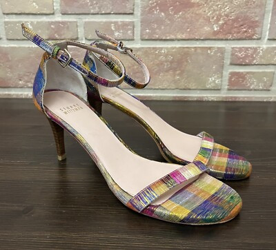 Stuart Weitzman Nunaked Tinsel Silk 3 inch Sandals Heels Size 8.5 Multicolor | eBay | eBay US