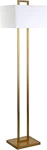 Henn&Hart Adair 68" Tall Floor Lamp with Fabric Shade in Brass/White, Floor Lamp for Home Office,... | Amazon (US)
