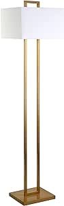 Henn&Hart Adair 68" Tall Floor Lamp with Fabric Shade in Brass/White, Floor Lamp for Home Office,... | Amazon (US)