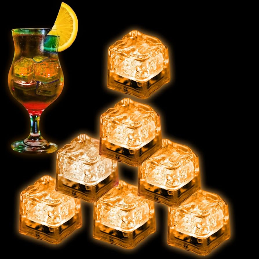 Light Up Ice Cubes for Drinks Orange, 12 PCS LED Ice Cubes Liquid Activated, Glow in The Dark Wat... | Amazon (US)