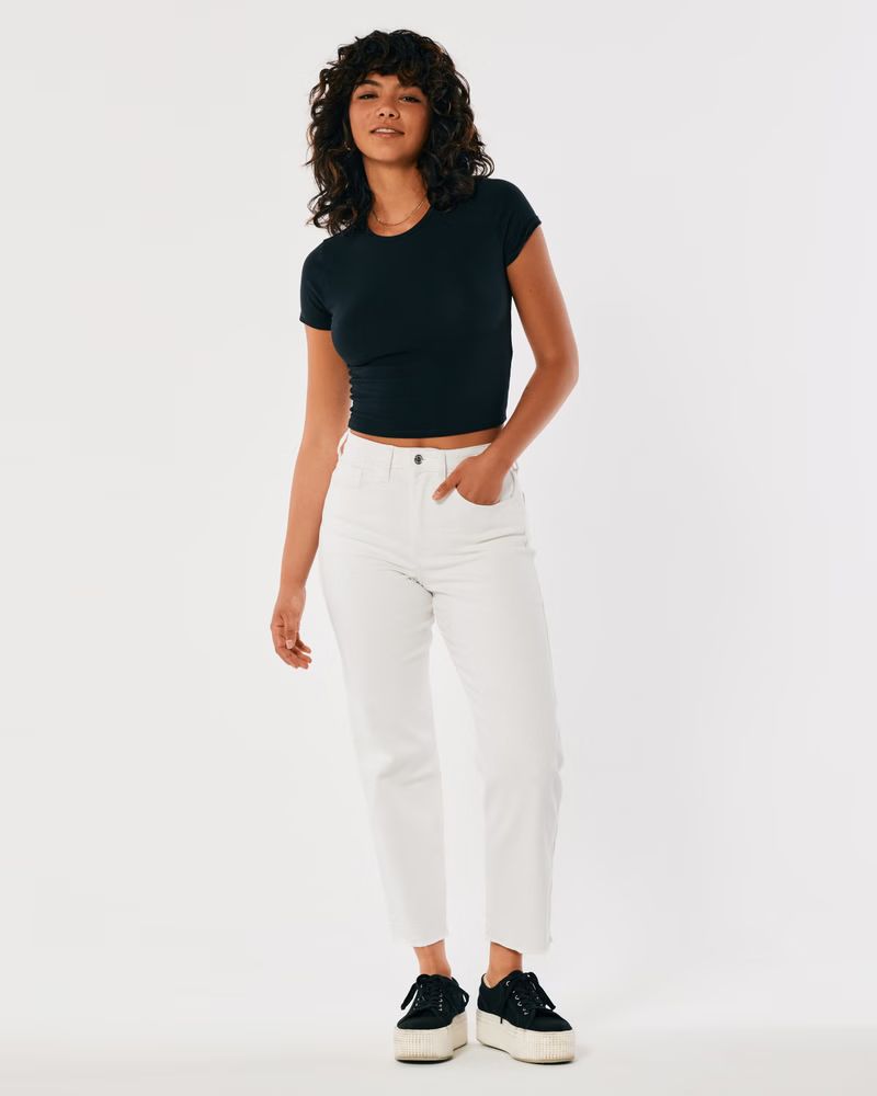 Girls Ultra High-Rise White Vintage Straight Jeans | Girls Bottoms | HollisterCo.com | Hollister (US)