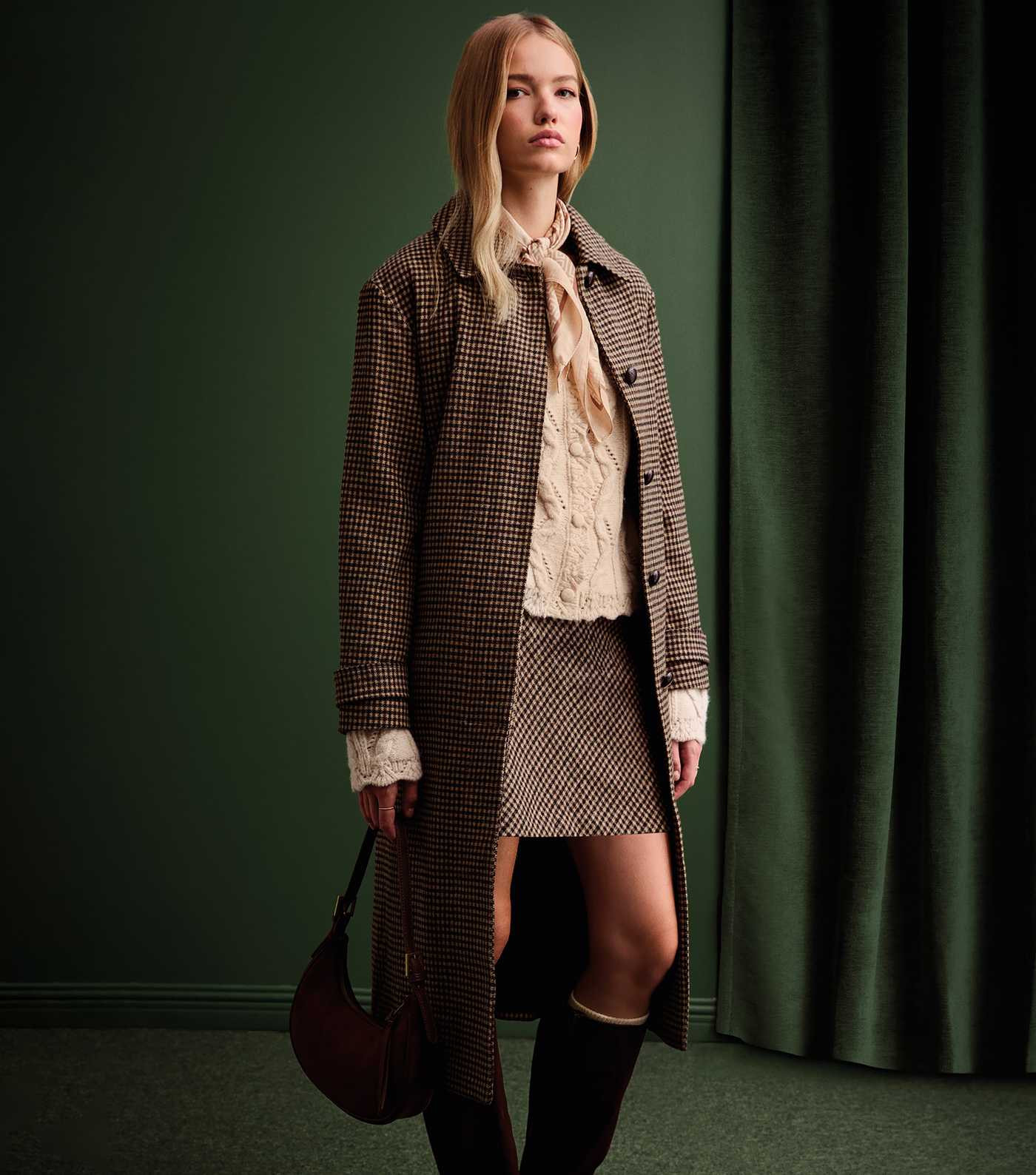 Brown Checked Belted Longline Coat | New Look | New Look (UK)