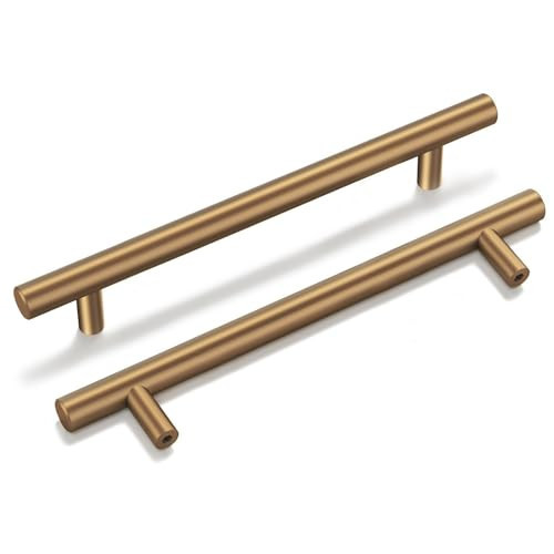 Goldenwarm 10 Pack Champagne Bronze Cabinet Pulls Gold Cabinet Handles 5 inch(128mm) Champagne Drawer Pulls Brushed Bronze Drawer Handles Kitchen Bathroom Bedroom Dresser Furniture Hardware | Amazon (US)