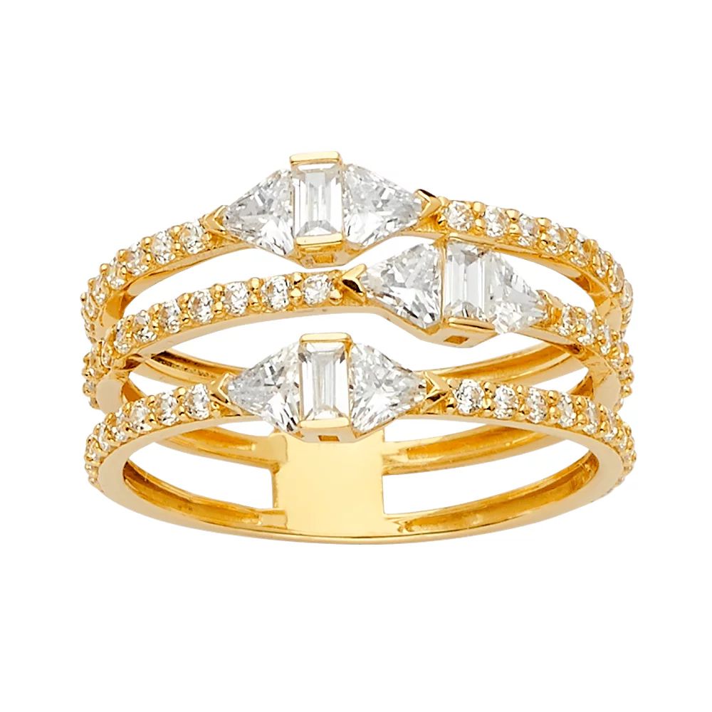 FB Jewels 14K Yellow Gold 3Line Cubic Zirconia CZ Fashion Anniversary Ring Size 5.5 | Walmart (US)