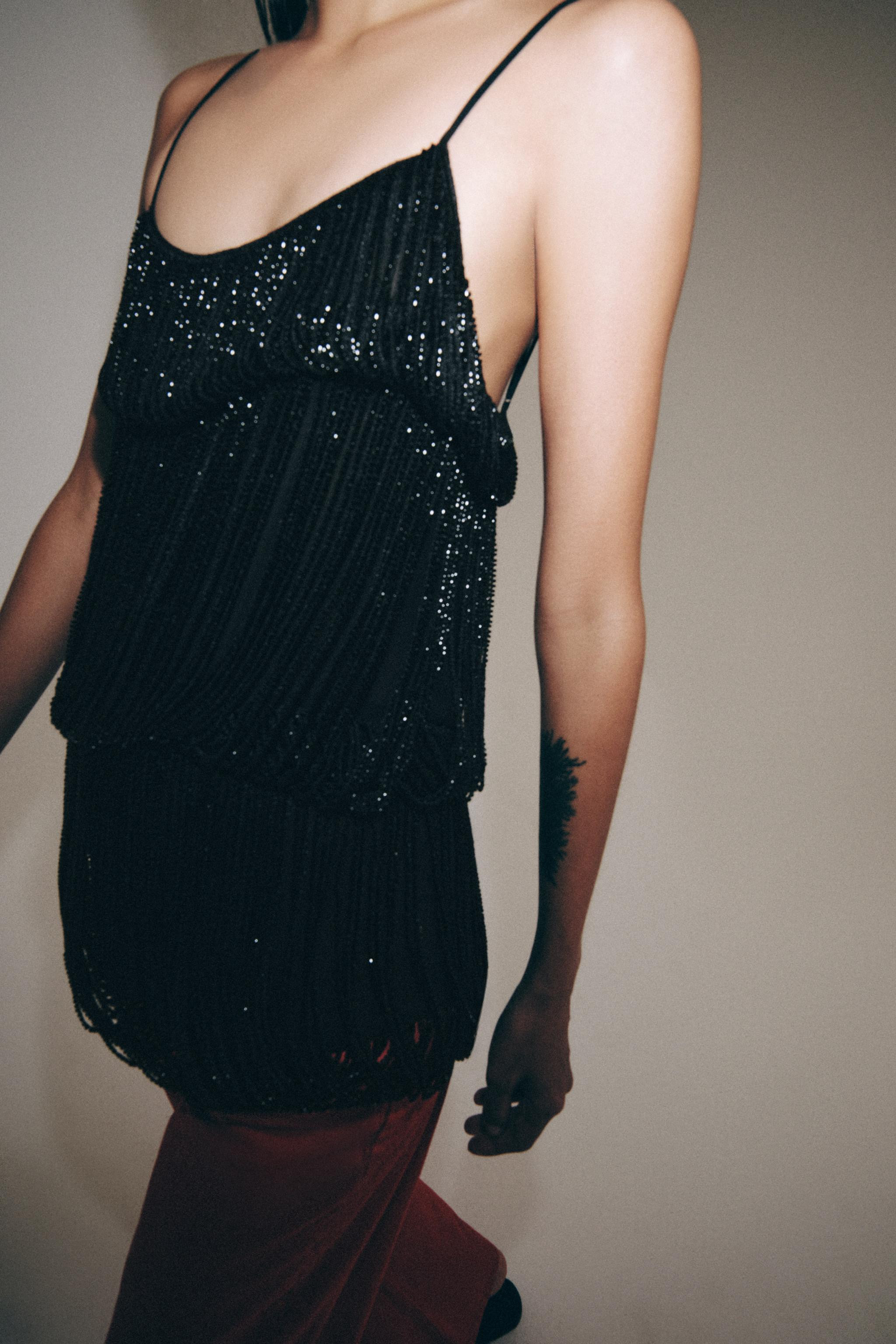 ZW COLLECTION DRAPED BEADED TOP | Zara UK
