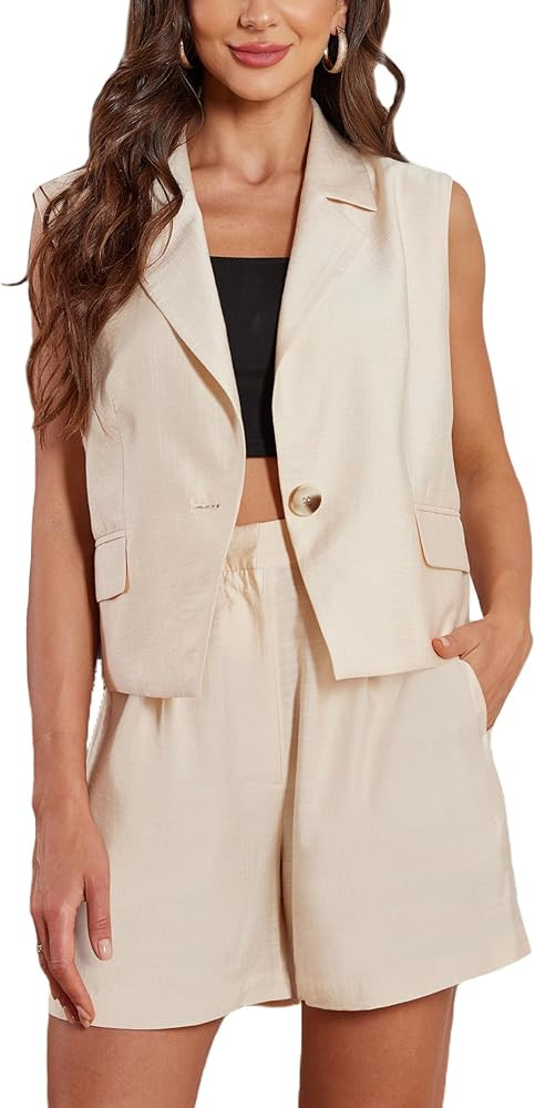 Blazer Vest Shorts Set 2 Piece Sets for Women Summer Women's Summer 2 Piece Sets | Amazon (US)