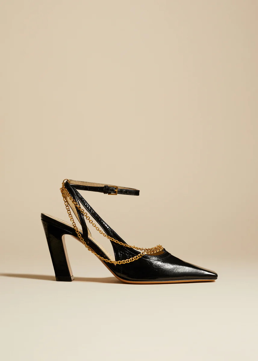 The Marfa Slingback Pump in Black Crinkled Leather | Khaite