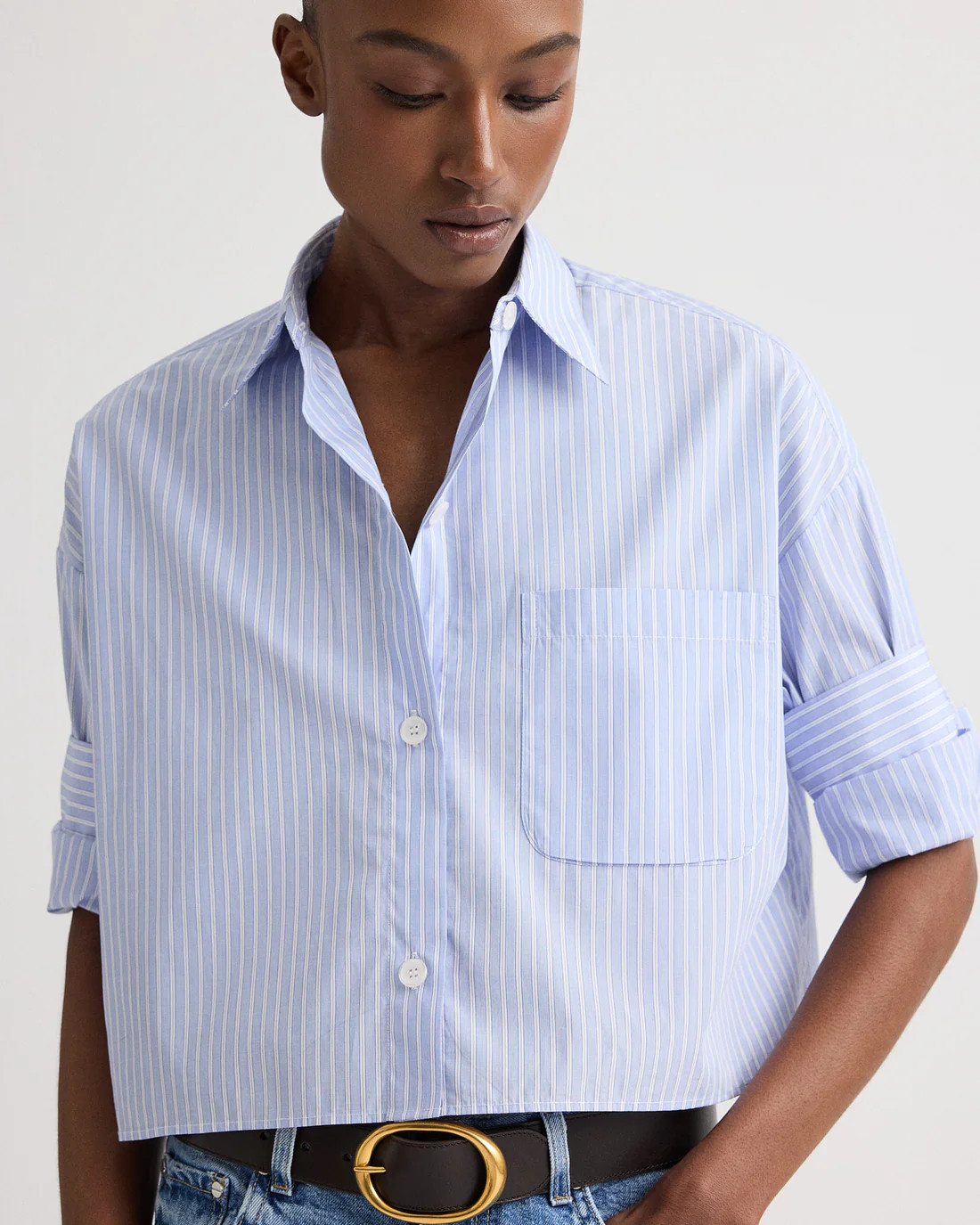 Next Ex Shirt in Spaced Stripe Cotton Shirting | TWP