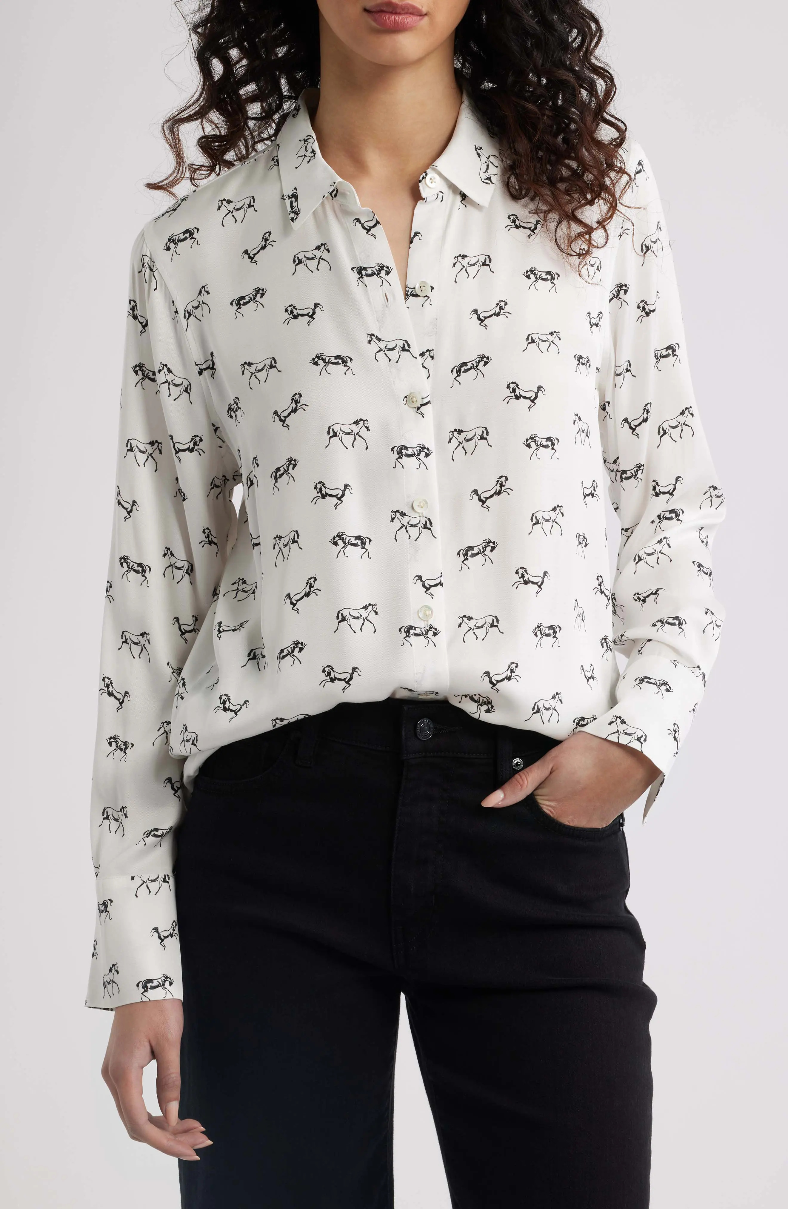 Saige Horse Print Button-Up Shirt (Women) | Nordstrom | Nordstrom
