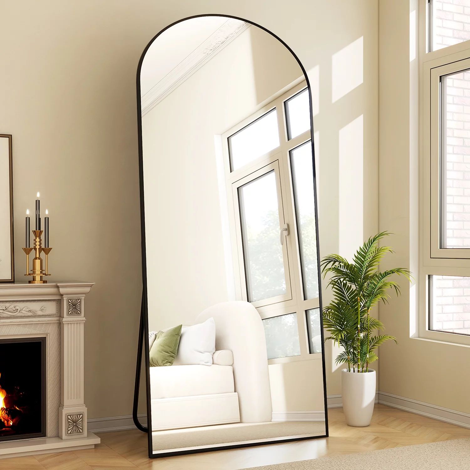 BEAUTYPEAK Full Length Mirror 71"x30" Arched Body Dressing Floor Mirrors for Standing Leaning, Bl... | Walmart (US)