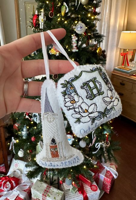 As soon as I came across @allthefinery’s custom ornaments I knew they would be the perfect way to commemorate some of this year’s big events!! I’m blown away by how perfectly she depicted the church where we got married (wreaths and all) and our @papereliza save the date crest. I also got some done as gifts and am eager to have one done of Winnie, my bridal bouquet, and our wedding reception venue! While the time has passed to get your orders in for this year, I encourage you to take a look at the non-custom offerings that will likely fill your cart as fast as they fillers mine 🎄 

custom ornaments, wedding ornaments, wedding crest ornament, embroidered ornament, dog ornament, church ornament, gifts under 50, gifts for newlyweds, memorable gift ideas

#LTKfindsunder50 #LTKHoliday #LTKGiftGuide