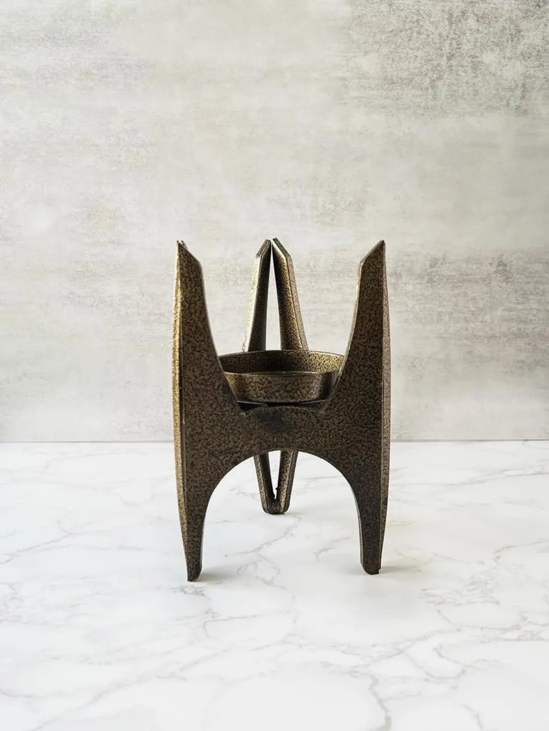 Brutalist Metal Candle Holder: Mid-century Modern Iron Pillar Stand - Etsy | Etsy (US)