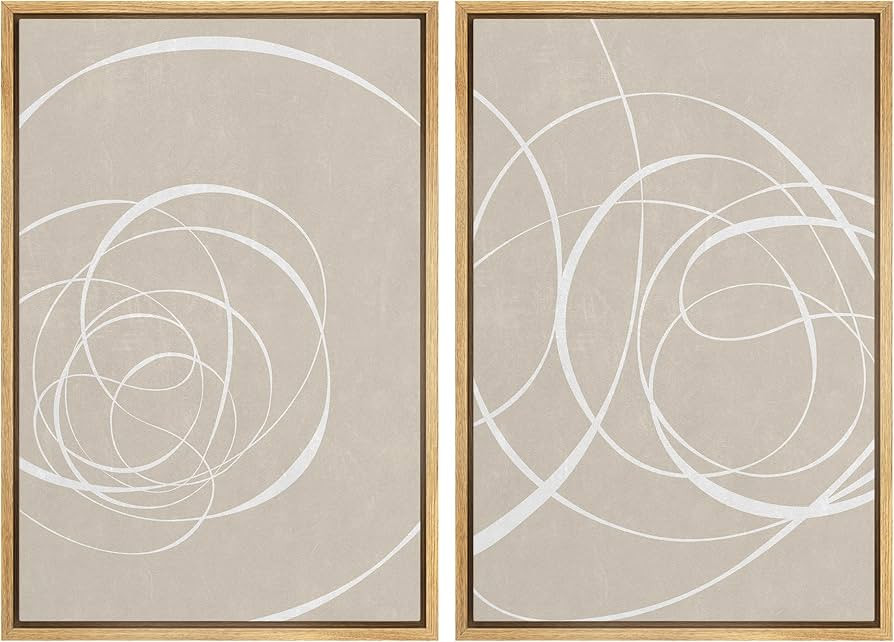 SIGNWIN Framed Canvas Print Wall Art Set White Tan Geometric Spiral Collage Abstract Shapes Illus... | Amazon (US)