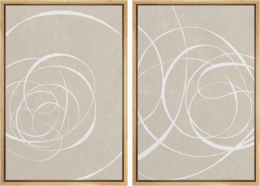 SIGNWIN Framed Canvas Print Wall Art Set White Tan Geometric Spiral Collage Abstract Shapes Illus... | Amazon (US)