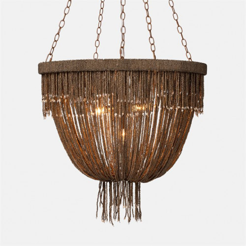 Made Goods Carmen 5-Light 30 in D x 29 in H Bronze Coco Wood Beads/Gold Metal Chandelier | Gracious Style