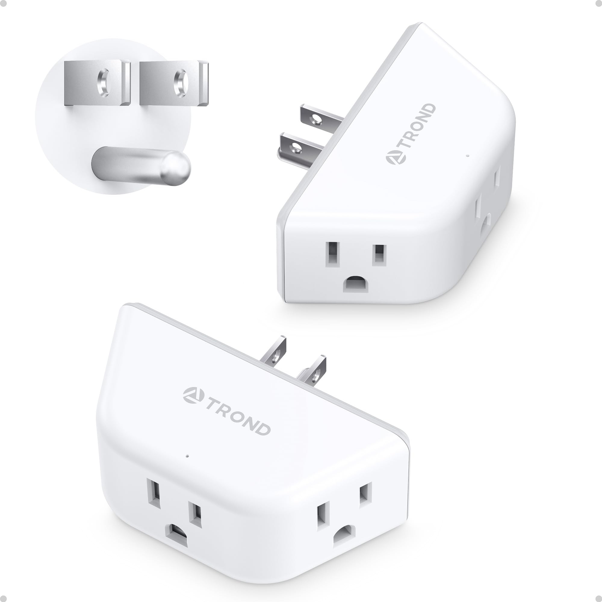 TROND Multi Plug Outlet Extender 2 Pack - Electrical Wall Splitter, 3 Way Angled Wall Outlet Adap... | Amazon (US)