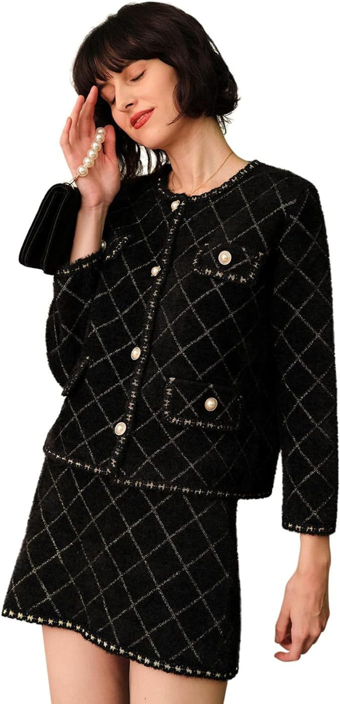 RIHOAS Women's Elegant Suit Jacket Coat and Skirt Set | Amazon (US)