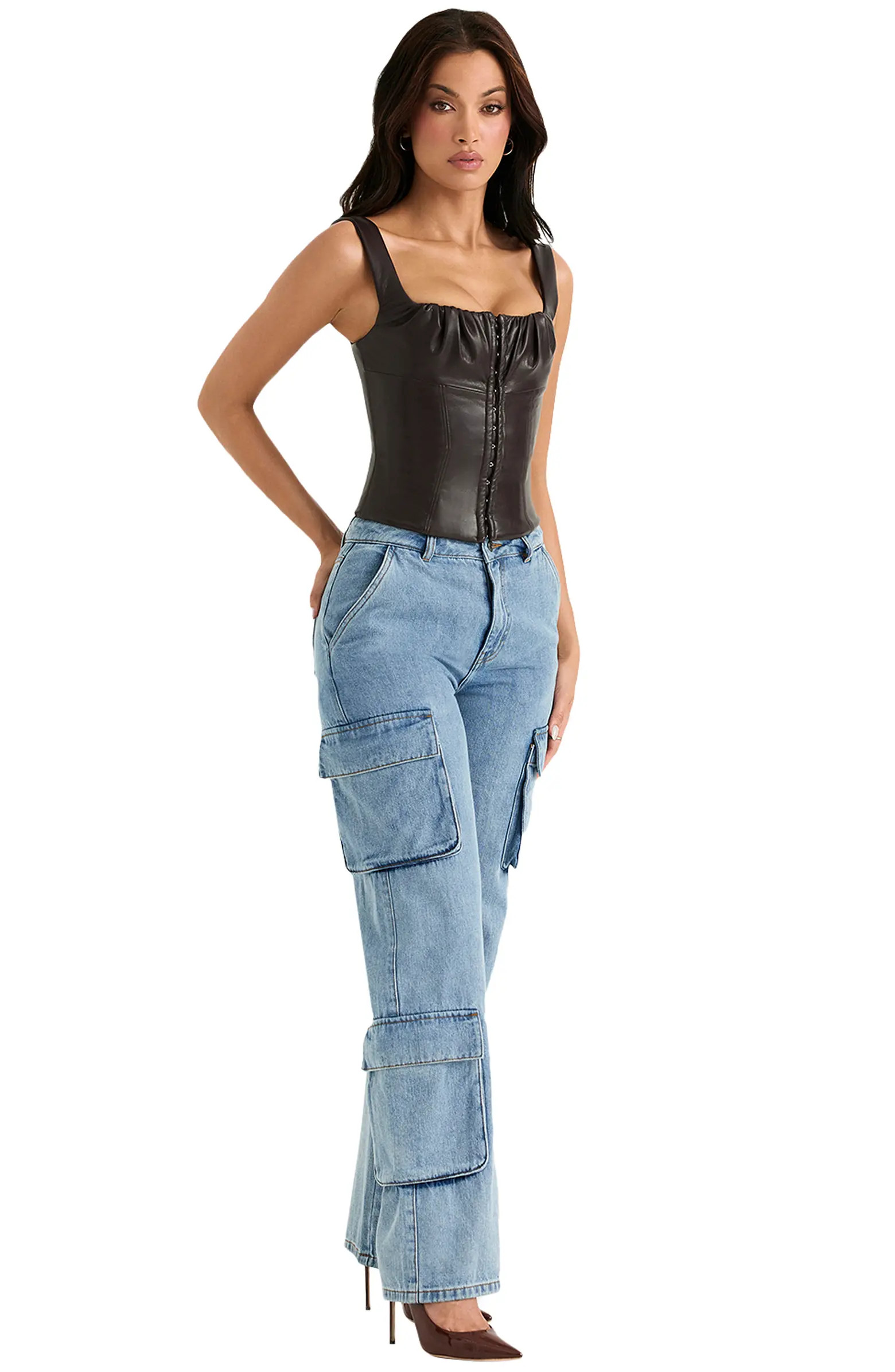 Ria Washed Utility Cargo Jeans | Nordstrom