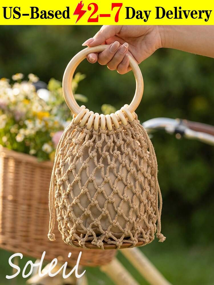 Bolso Tote Redondo Hueco Tejido Chic Con Bolsillo Con Cordón Bolsos De Playa Hechos A Mano Para Mujeres De Vacaciones Bolso Marrón Vintage Perfecto Para Viajes De Picnic A La Playa En Verano Bolsos Y Carteras Bolso De Hombro De Diseñador De Mujer Elegantes Bolsos Tote Para Mujer Bolso De Mano Y Bandolera Carteras Clutch Bags Bolso, Regalos Para Mujeres Ropa De Otoño Para Mujeres Ropa De Invierno Regalo Otoño Terciopelo Peludo Fiesta Afelpado Acción De Gracias Festival Cyber Vacaciones Tejido Invierno Regalo De San Valentín Bolso Bandolera Para Mujer Año Nuevo Nieve Cálido Térmico,Mochilas,Funda Para Portátil,Bolsos De Diseñador,Bolsos Para Mujer,Mochilas Para Mujer,Bolsos De Mujer Elegantes,Bolso,Bolsas,Bolsos Tote Para Mujeres,Loncheras,Purse,Esenciales De Viaje,Purs Y Bolsos Para Mujeres,Bolsos,Viaje,Bolso De Playa,Esenciales De Crucero,Cartera,Verano | SHEIN