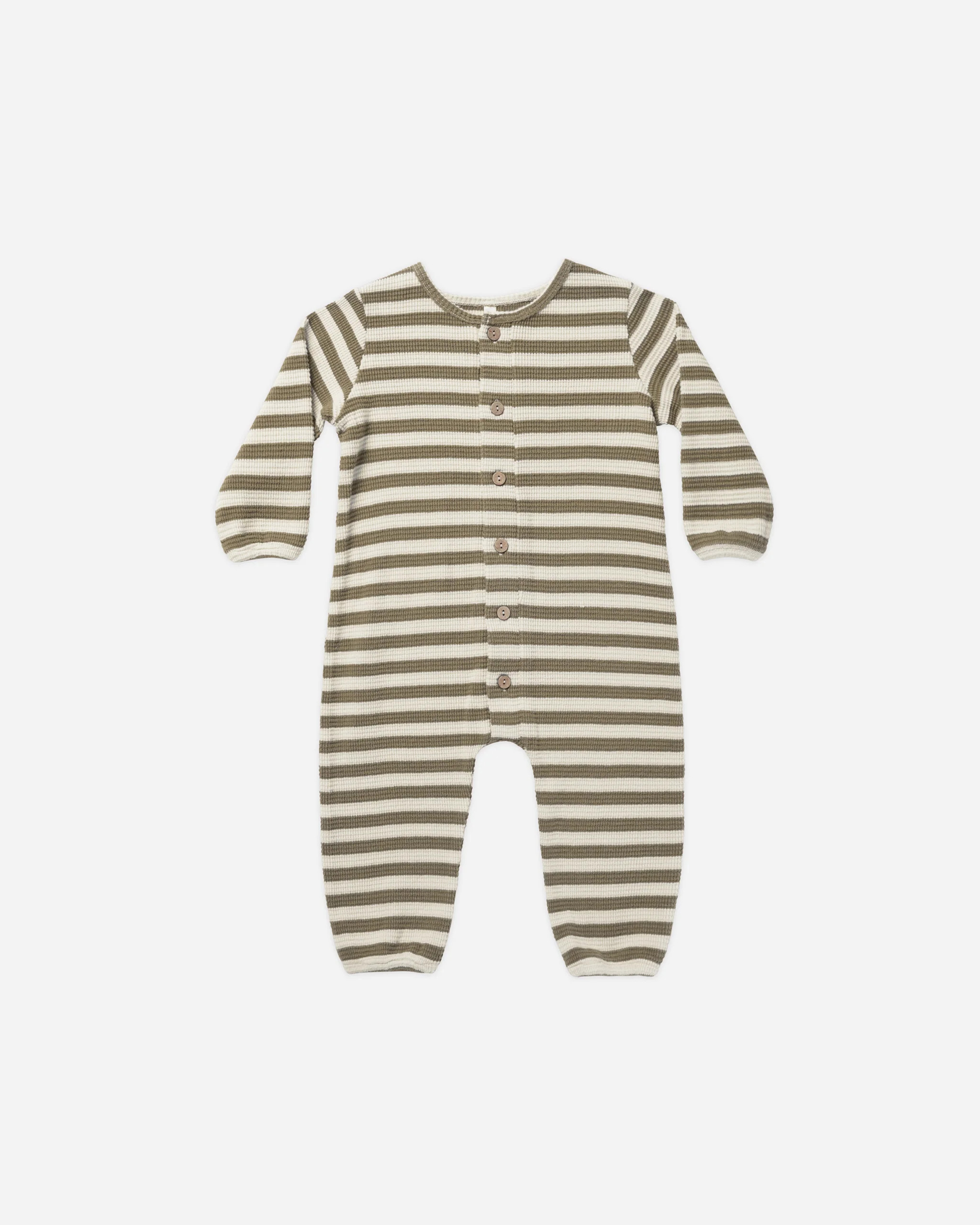 Long Sleeve Jumpsuit || Moss Stripe | Rylee + Cru