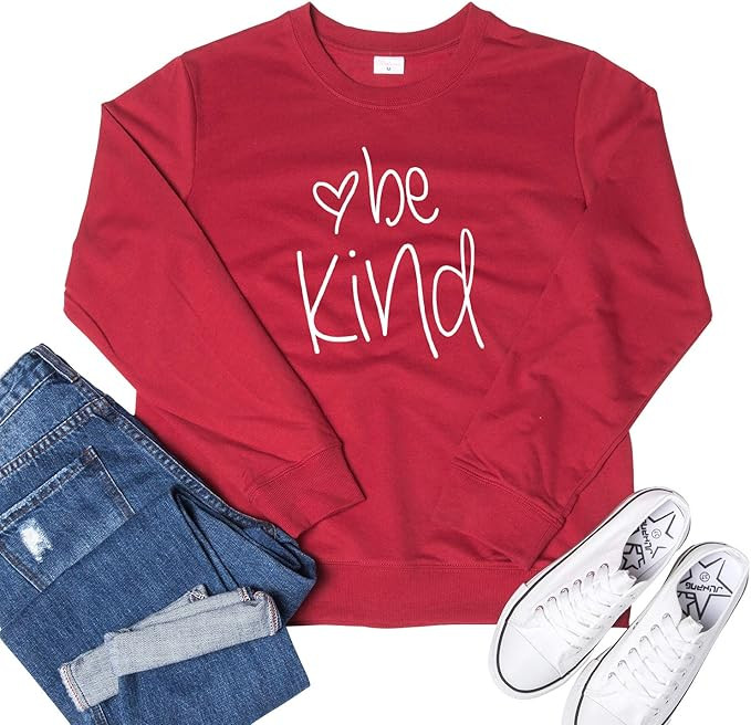 Women Be Kind Sweatshirt Cute Graphic Tees Blessed Shirt Inspirational Long Sleeve Tops Blouse Pu... | Amazon (US)