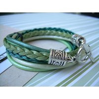 Braided Leather Wrap Bracelet Teal & Turquoise Womens Jewelry | Etsy (US)