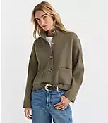 Ribbed Mock Neck Sweater Jacket | LOFT