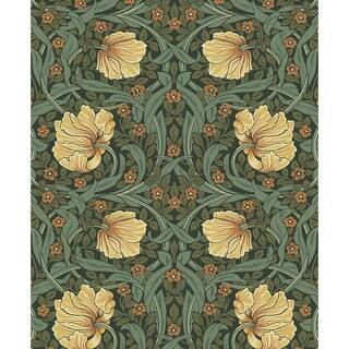 NextWall Meadow Green and Amber Pimpernel Garden Vinyl Peel and Stick Wallpaper Roll (Covers 31.3... | The Home Depot