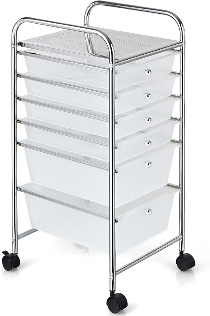 GOFLAME 6-Drawer Rolling Storage Cart, Multifunctional Art Craft Organizer Cart, Mobile Utility S... | Amazon (US)