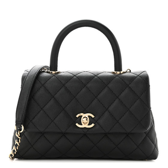 Caviar Quilted Mini Coco Handle Flap Black | FASHIONPHILE (US)