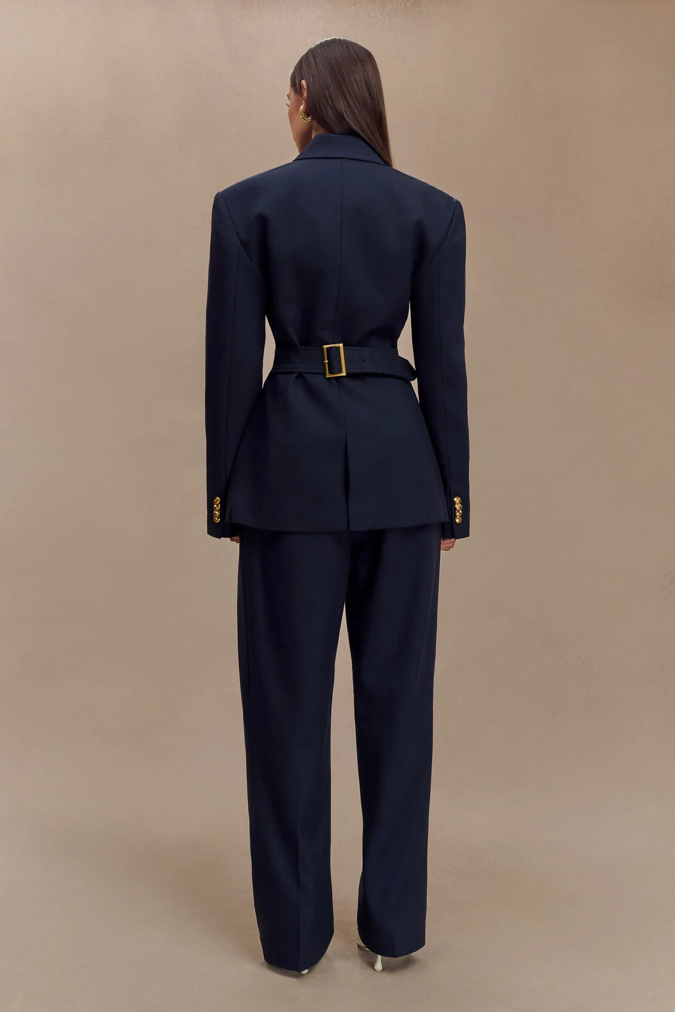 Penelope Pleated High Waisted Pants - Dark Navy | MESHKI US