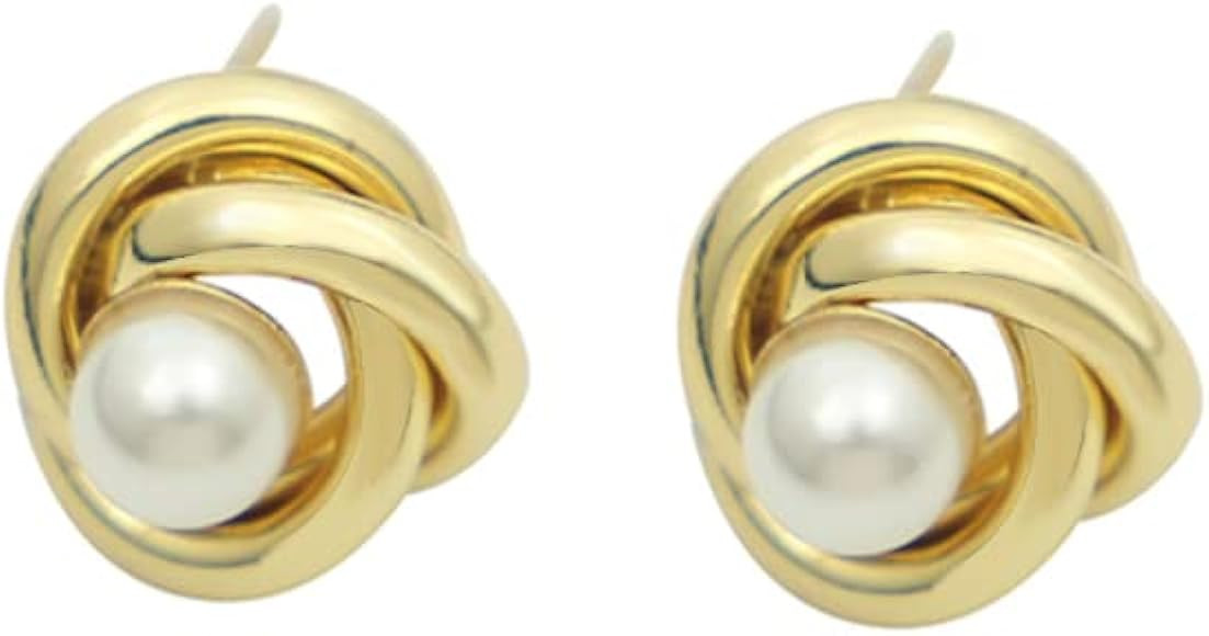 Gold Plated Statement Love Knot Post Stud Earrings for Women, Cross Hypoallergenic Jewelry Gift f... | Amazon (US)