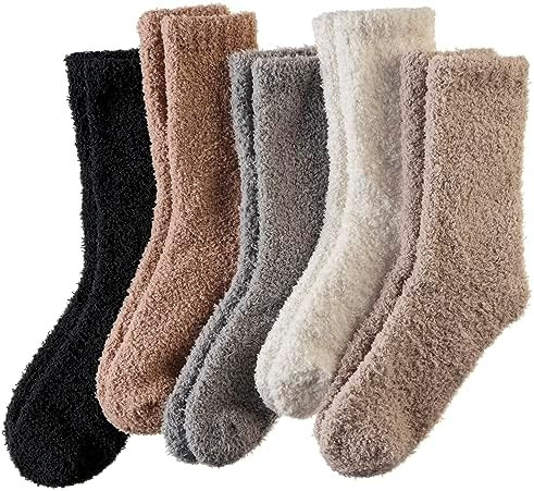 Women Fuzzy Slipper Socks Winter Microfiber Soft Cozy Plush Fluffy Socks Warm Comfy Thermal Home ... | Amazon (US)