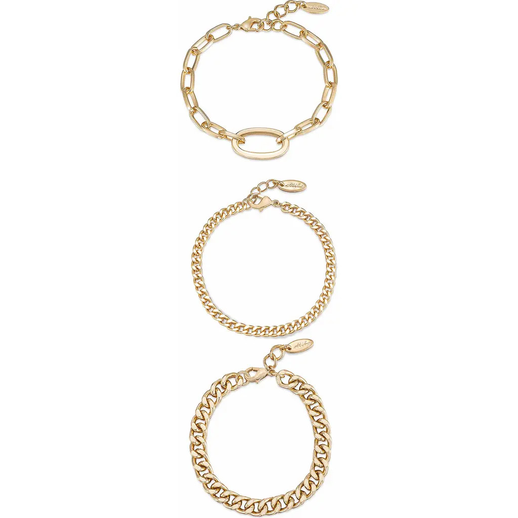 Ettika Set of 3 Chain Link Bracelets in Gold at Nordstrom | Nordstrom