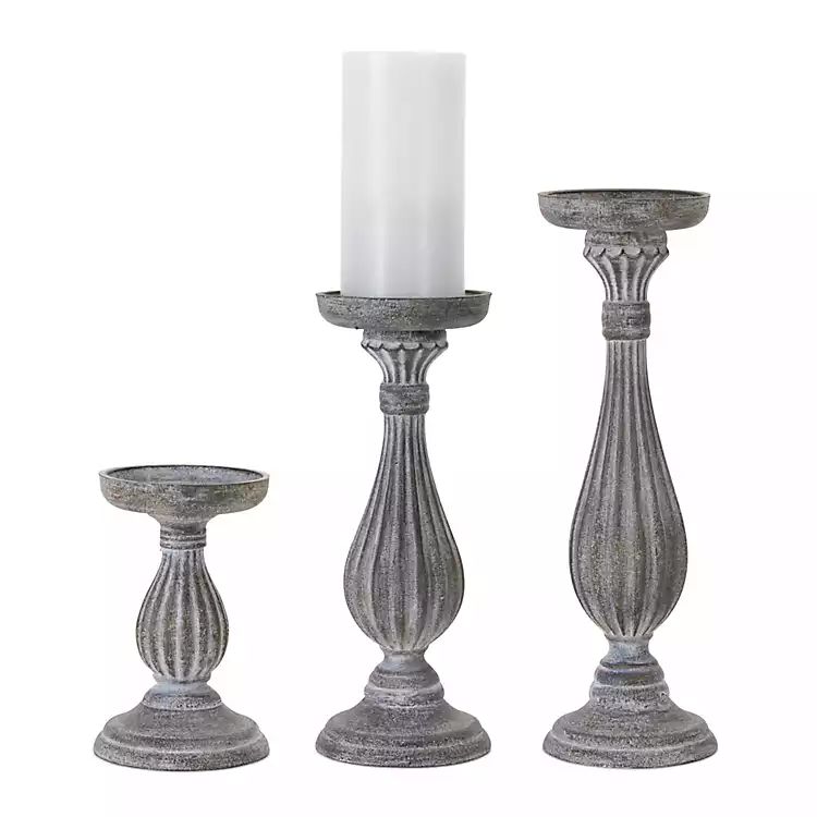 Gray Resin Spindle Candle Holders, Set of 3 | Kirkland's Home