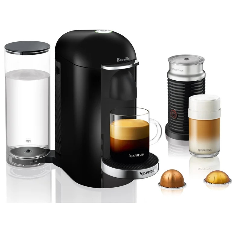 Breville Nespresso VertuoPlus Deluxe Coffee and Espresso Single-Serve Machine in Piano Black | Walmart (US)