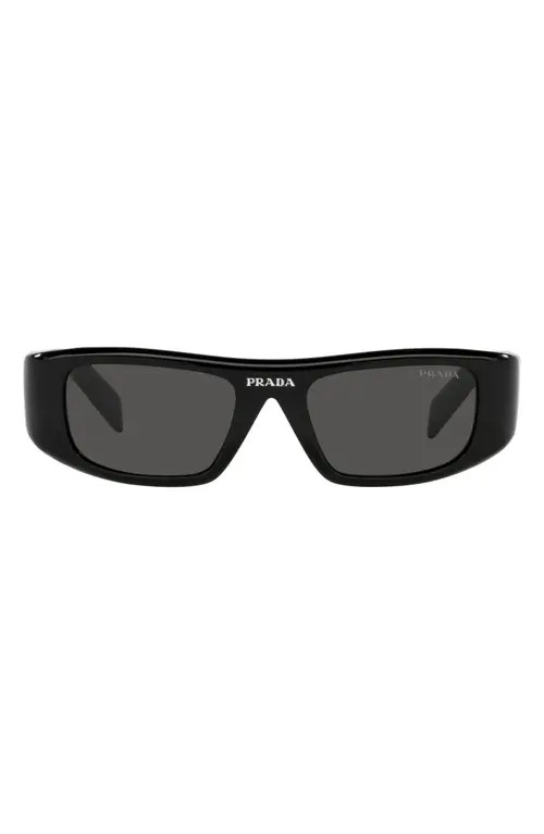 Prada 49mm Rectangular Sunglasses in Black/Dark Grey at Nordstrom | Nordstrom
