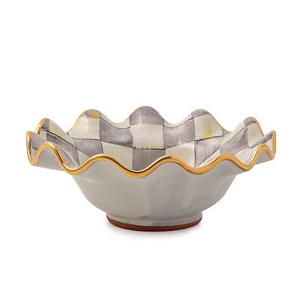 MacKenzie-Childs Sterling Check Ceramic Fluted Breakfast Bowl | MacKenzie-Childs