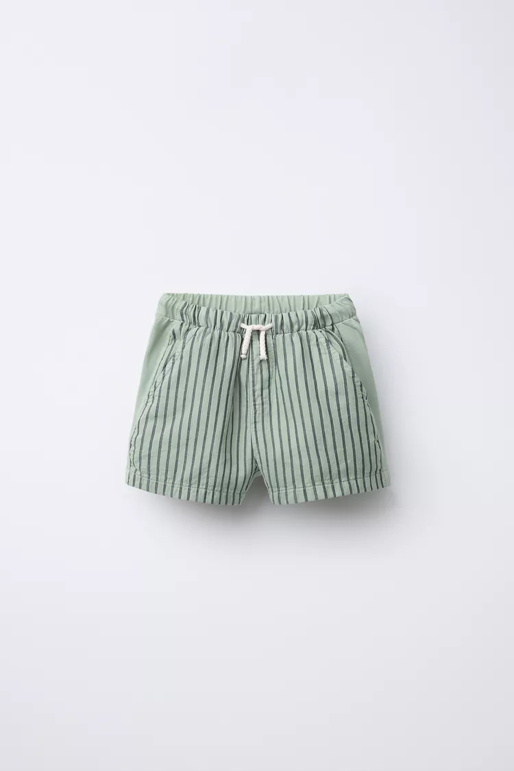 STRIPED COMBINATION STRAIGHT SHORTS | Zara US