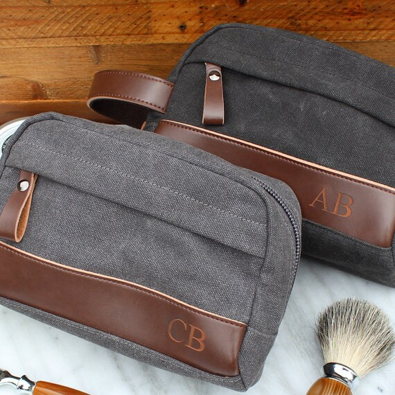 The Peale - Groomsmen's Travel Size Toiletry Bag in Black or Grey - Personalized Canvas Dopp Kit, Ge | Etsy (US)